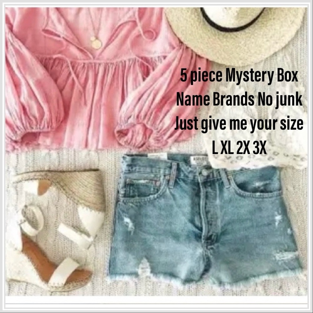 Mystery bundle box 5 pc. You pick you’re size L - 3X name brands and free gift